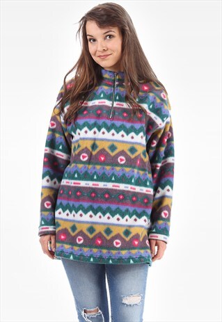 VINTAGE AZTEC FLEECE TURTLENECK JUMPER
