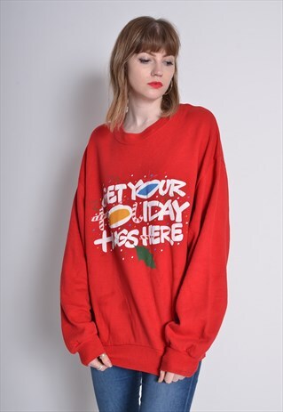 VINTAGE 90'S USA GRAPHIC PRINT SWEATSHIRT RED