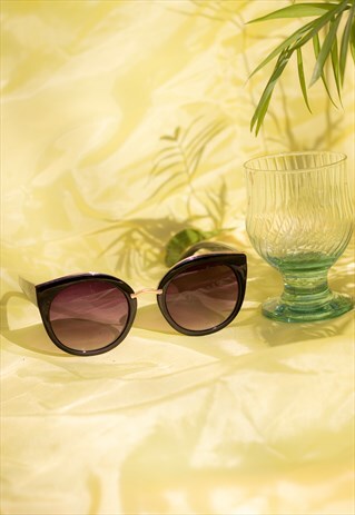 GOLD RIM CAT EYE SUNGLASSES
