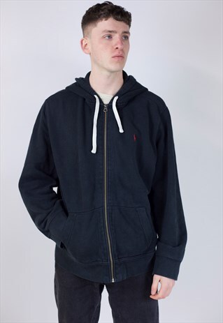 VINTAGE 90S POLO RALPH LAUREN BLACK HOODIE