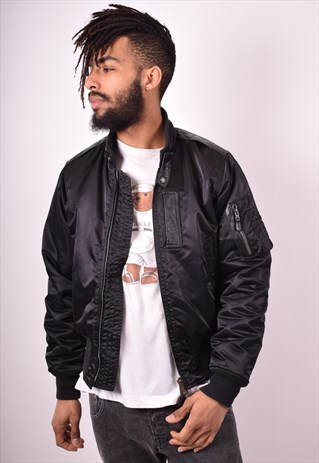 AVIREX MENS VINTAGE BOMBER JACKET MEDIUM BLACK 90S