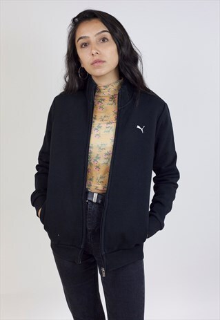 VINTAGE PUMA BLACK ZIP-UP SWEATSHIRT