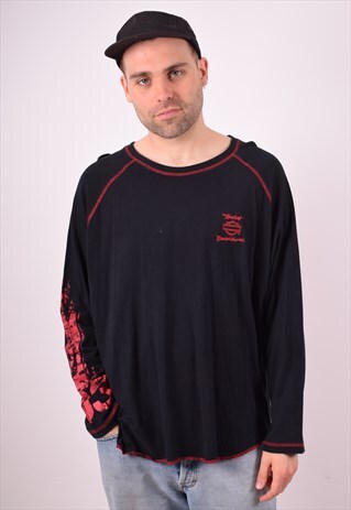 HARLEY DAVIDSON MENS VINTAGE TOP LONG SLEEVE XXL BLACK 90S