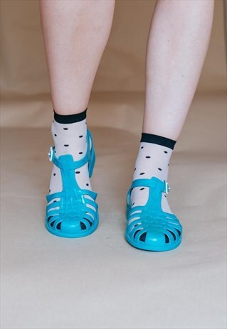 VINTAGE 90S ELECTRIC BLUE JELLY SANDALS