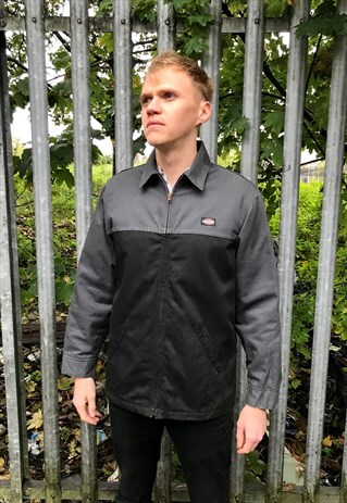 VINTAGE DICKIES ZIP THROUGH JACKET WORKWEAR SKATER BLACK