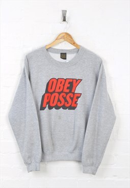 Vintage Obey Sweater Grey Medium