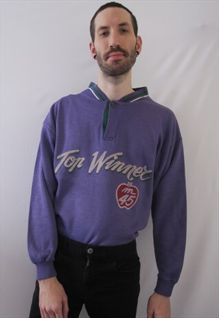 VINTAGE PURPLE 'TOP WINNER' BASEBALL SWEATSHIRT
