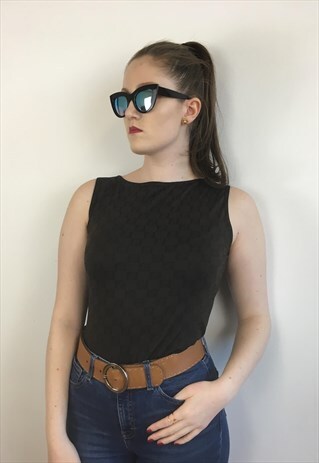 WOMENS VINTAGE FENDI TOP IN BROWN ZUCCA MONOGRAM PRINT