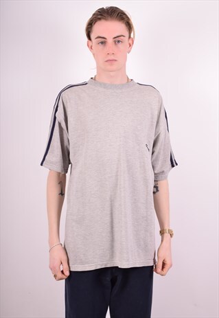 ADIDAS MENS VINTAGE T-SHIRT TOP XL GREY 90S