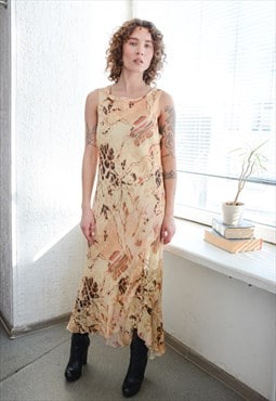 Vintage Y2K Multicolour Abstract Print Maxi Dress