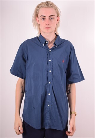 POLO RALPH LAUREN MENS VINTAGE SHIRT XXL BLUE 90S