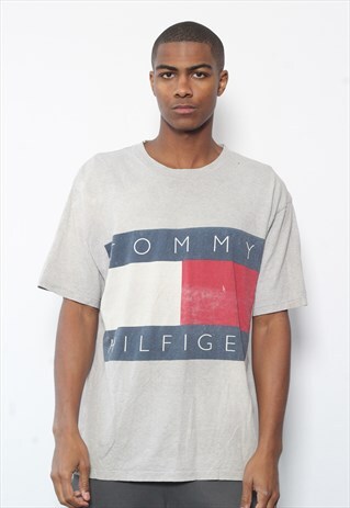 VINTAGE TOMMY HILFIGER LOGO T-SHIRT GREY