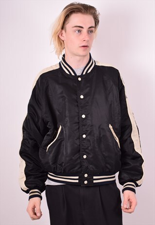 REPLAY MENS VINTAGE VARSITY JACKET XL BLACK 90S