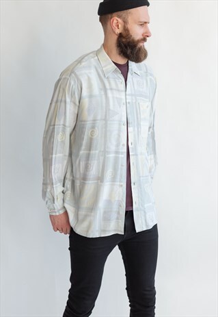 VINTAGE 80S FESTIVAL LONG SLEEVE SHIRT IN CREAM