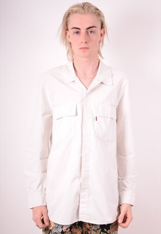 LEVI'S MENS VINTAGE SHIRT LARGE WHITE 90S