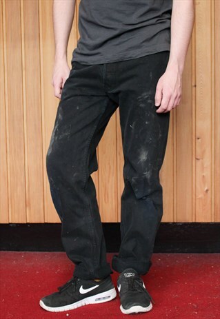 VINTAGE DARK BLUE LEVI'S 501 PAINT JEANS