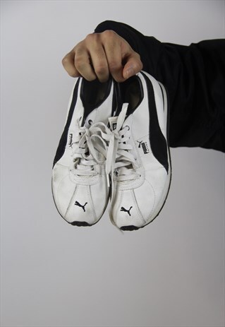 VINTAGE PUMA WHITE LEATHER TRAINERS