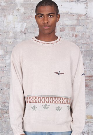 VINTAGE HUGO BOSS KNIT JUMPER WHITE