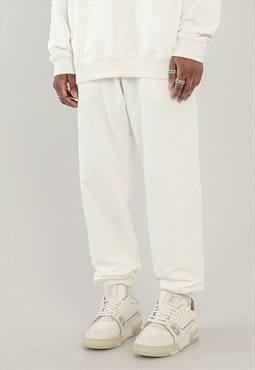 White Relaxed Fit Heavy Cotton sweatpants Jeans trousers 