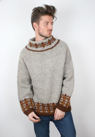 VINTAGE CHUNKY KNIT ICELANDIC WOOLLEN JUMPER