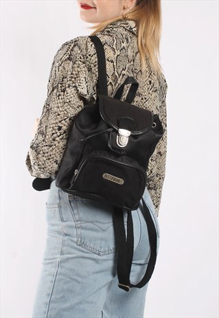 VINTAGE 90S SMALL BACKPACK IN BLACK SATIN