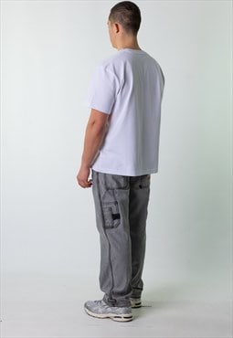 Light Grey 90s FUBU  Cargo Skater Trousers Pants Jeans