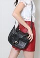 70's Vintage Bag Ladies Black Hippy Folk Tooled Saddle 