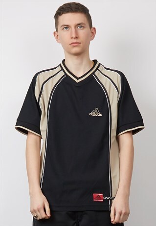 VINTAGE 90'S ADIDAS MONOCHROME V-NECK T-SHIRT