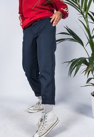 VINTAGE 1990S HIGH-WAISTED TROUSER IN NAVY BLUE