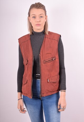 LEVI'S WOMENS VINTAGE GILET SMALL BROWN 90S