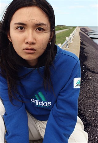 BLUE ADIDAS EQUIPMENT EMBROIDERED SWEATSHIRT
