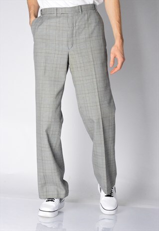 VINTAGE 80S GREY CHECK PANTS