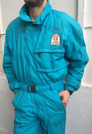 VINTAGE 90' OLDSCHOOL UNISEX COOL BLUE HEAD SKI SUIT