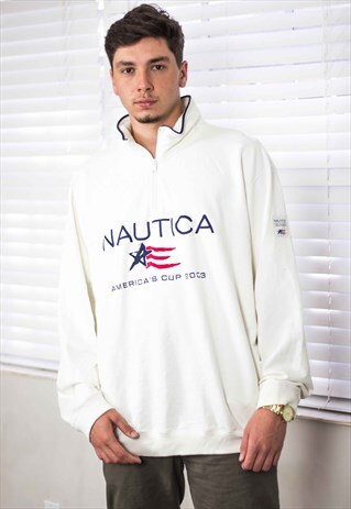 VINTAGE NAUTICA 1/4 ZIP JUMPER LOGO 90S XXL 25.1