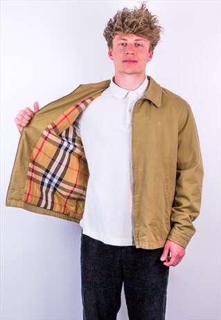 VINTAGE BURBERRY NOVA CHECK HARRINGTON JACKET IN BEIGE