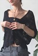 VINTAGE Y2K BLACK BELLA HADID FISHNET KNIT CARDIGAN CAPE