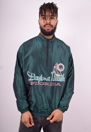 MENS VINTAGE PULLOVER JACKET XL GREEN 90'S