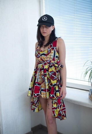 VINTAGE 90'S MULTI COLOUR PATTERNED MINI DRESS