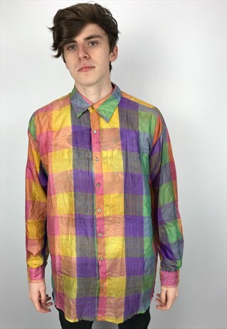 90S VINTAGE FELIX'S SILK PATTERNED FESTIVAL SHIRT