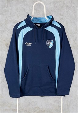 Vintage Leicester Tigers Hoodie Rugby Blue Small