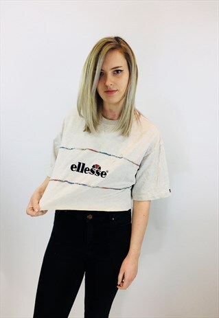 VINTAGE ELLESSE EMBROIDERED CROPPED T SHIRT