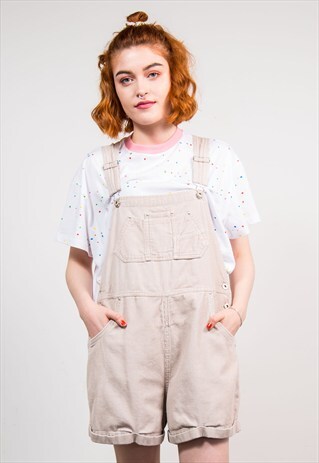VINTAGE 90'S BEIGE CORD GRUNGE DUNGAREES