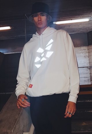 SHATTERED HOODIE WHITE OVERSIZED FIT