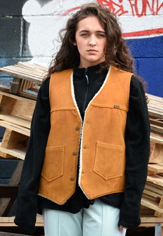 WARM N COZY WRANGLER TAN FLEECE LINED LUMBERJACK GILLET