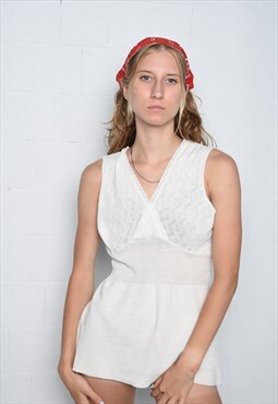 Vintage 50s ribbed knit v-neck knit blouse top slip dress