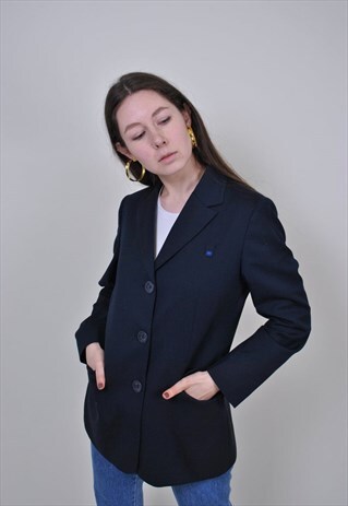 90S BLUE FORMAL BLAZER, VINTAGE MINIMALIST SUIT JACKET,SIZEM