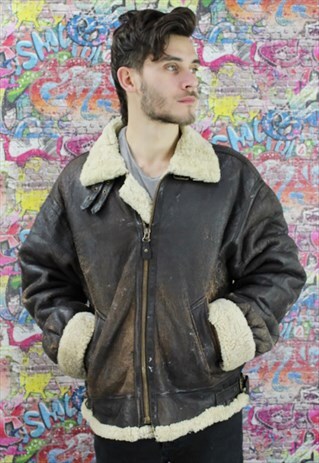 VINTAGE AVIATOR/FLYING JACKET. SHEARLING SHEEP SKIN. UNISEX.