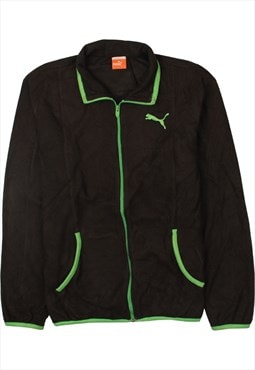Vintage 90's Puma Fleece Jumper Full Zip Up Black Medium