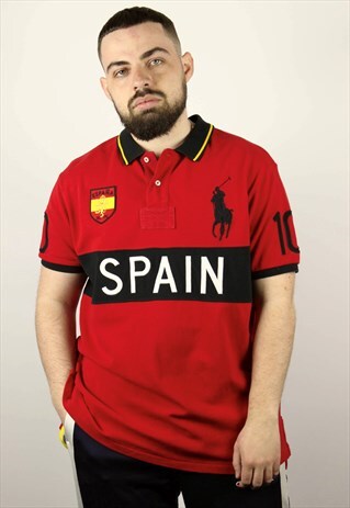 MENS POLO RALPH LAUREN POLO T-SHIRT SPAIN RED SIZE XL