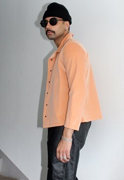 Vintage 90s Peach Velvet Corduroy Shirt L